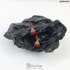 Gold Plated Ruby Zircon Stones Earrings