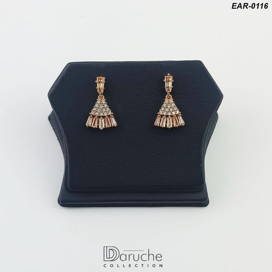 Gold Plated Champagne Zircon Stones Earrings