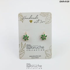 Gold Plated Green Cubic Zircon Stones Earrings