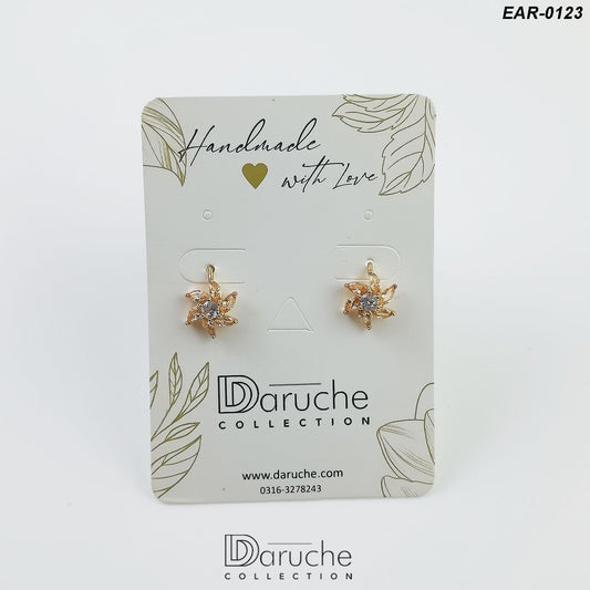 Gold Plated Champagne Cubic Zircon Stones Earrings