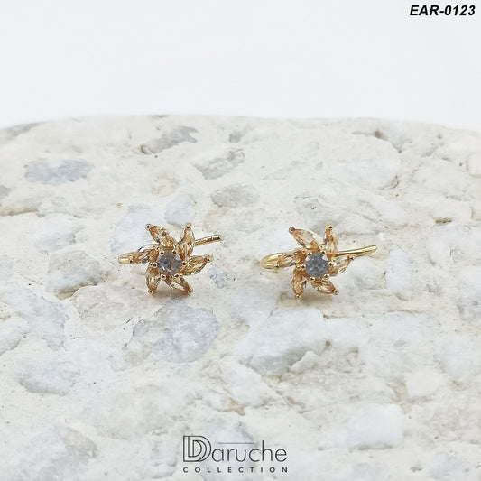 Gold Plated Champagne Cubic Zircon Stones Earrings