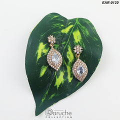 Gold Plated White Cubic Zircon Earrings