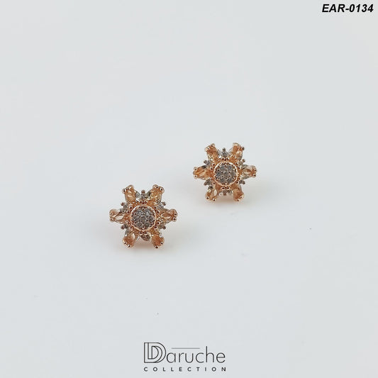 Gold Plated Champagne Cubic Zircon Stones Earrings