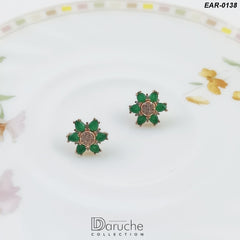 Gold Plated Green Cubic Zircon Stones Earrings