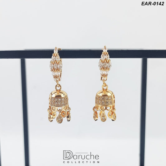 Gold Plated White Cubic Zircon Stones Earrings