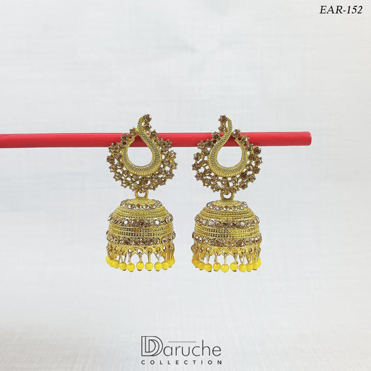 Gold Plated Zircon Stone Meena Earrings