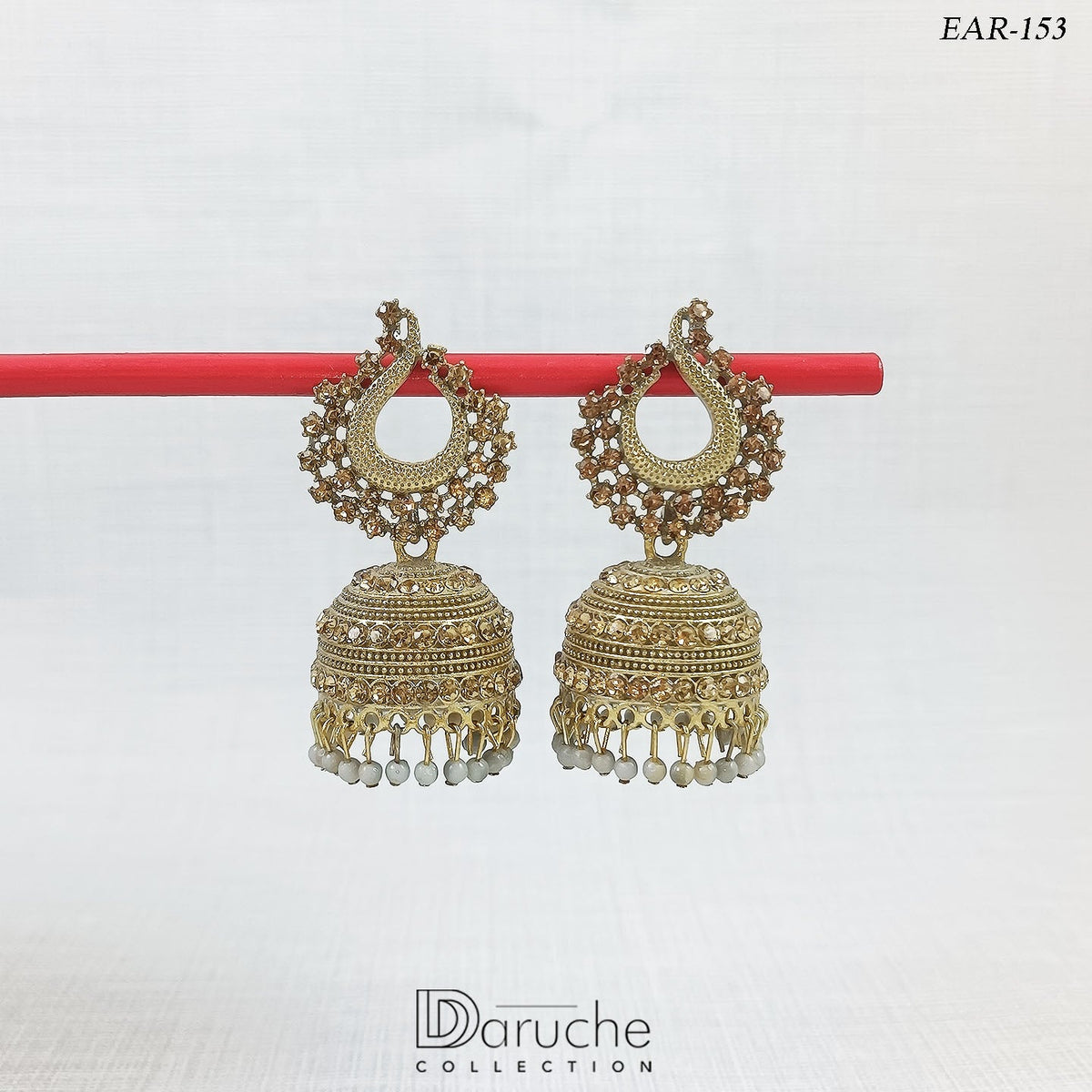 Gold Plated Zircon Stone Meena Earrings