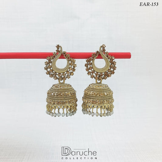 Gold Plated Zircon Stone Meena Earrings