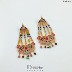 Gold Plated Naurattan Long Earrings