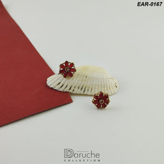 Gold Plated Maroon Cubic Zircon Stones Earrings