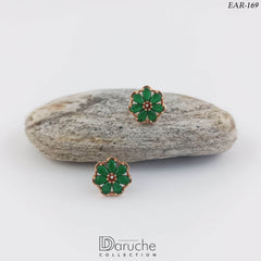 Gold Plated Green Cubic Zircon Stones Earrings