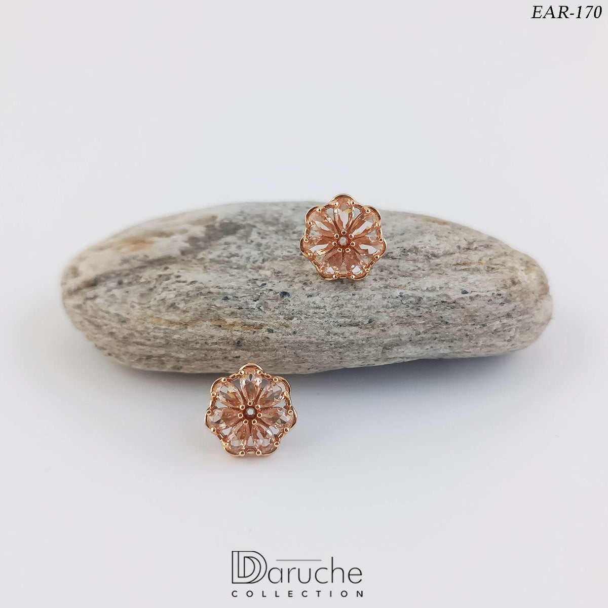 Gold Plated Champagne Cubic Zircon Stones Earrings