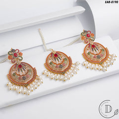 Exclusive Gold Plated Naurattan Earring & Tikka