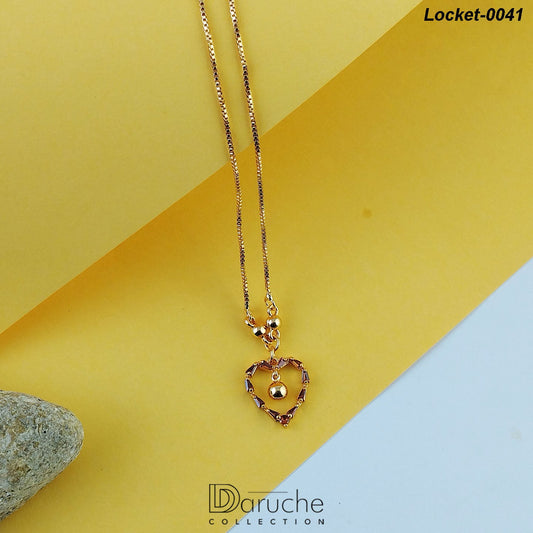 Gold Plated Cubic Zircon Stone Heart Shape Locket