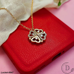 Gold Plated White Zircon Stone Magnetic Locket