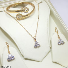 Premium Quality Gold Plated Zircon Stones Necklace Set (NEC-0010)