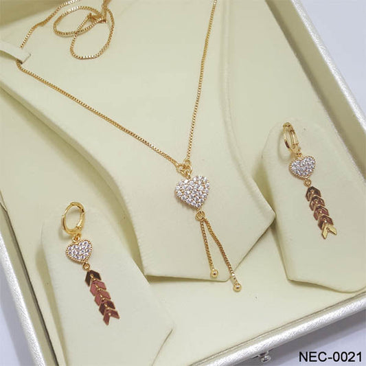 Premium Quality Gold Plated Zircon Stones Necklace Set (NEC-0021)