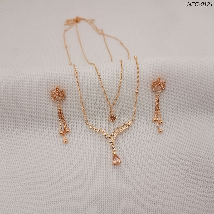 Gold Plated Zircon Stones Set (NEC-0121)