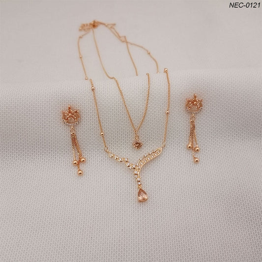 Gold Plated Zircon Stones Set (NEC-0121)