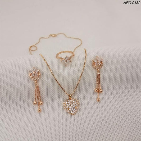 Gold Plated Zircon Stones Set (NEC-0132)