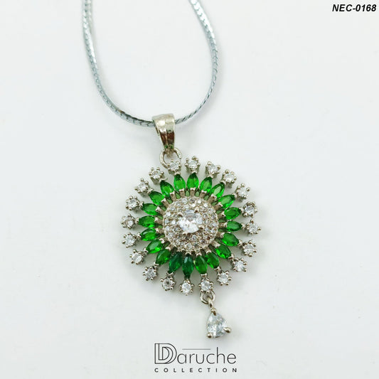 Silver Plated Green Zircon Stone Necklace Set