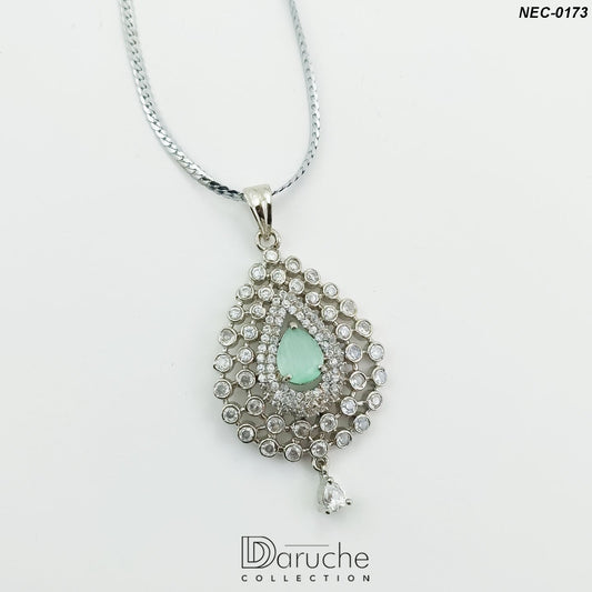 Silver Plated Soft Mint Zircon Stone Necklace Set