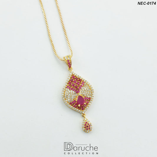 Gold Plated Soft Purple & White Zircon Stone Necklace Set