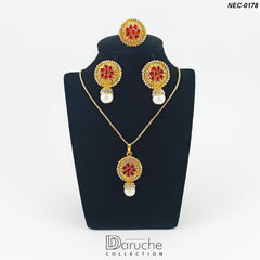 Gold Plated Gemstones Necklace Set