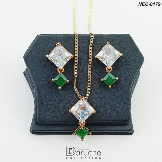 Gold Plated Cubic Zircon Stone Necklace Set