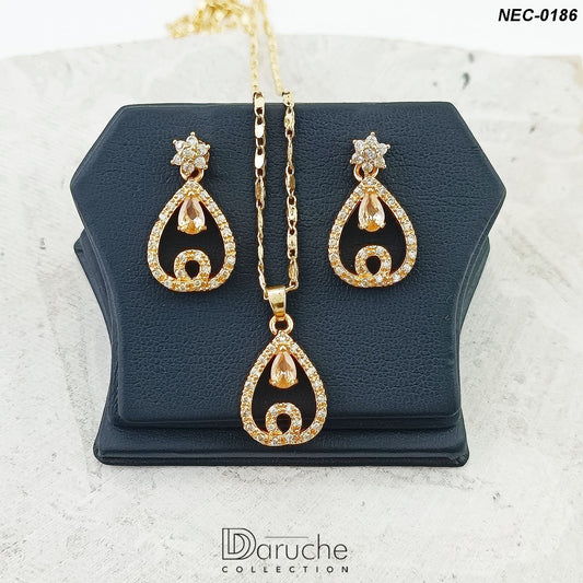 Gold Plated Champagne Zircon Stone Necklace Set