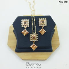 Gold Plated Champagne Zircon Stone Necklace Set