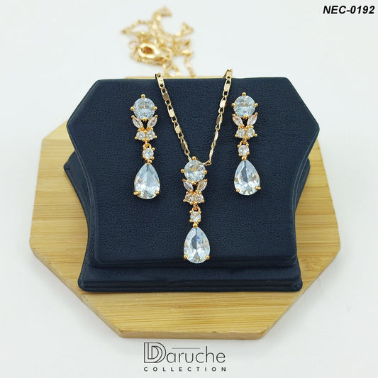 Gold Plated White Zircon Stone Necklace Set