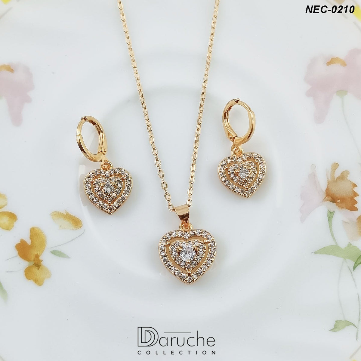 Gold Plated Cubic Zircon Stones Necklace Set