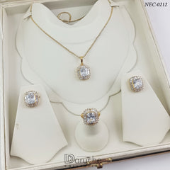 Gold Plated White Zircon Stone Necklace Set