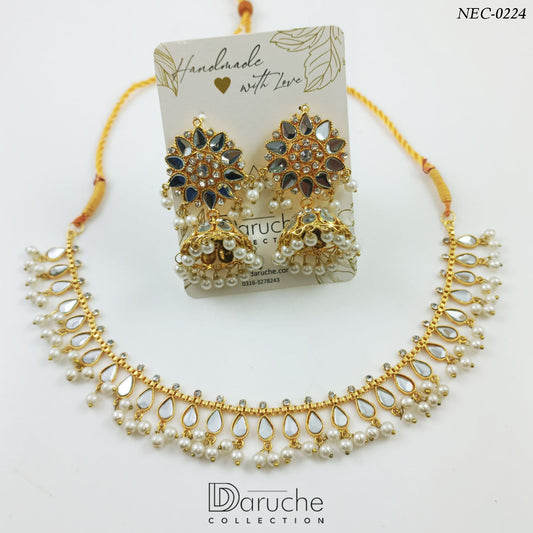 Premium Quality Gold Plated Kundan Necklace Set