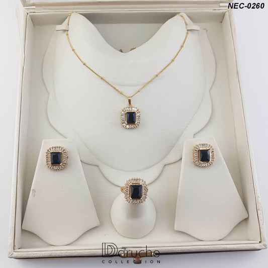 Gold Plated Plated Cubic Zircon Stones Necklace Set