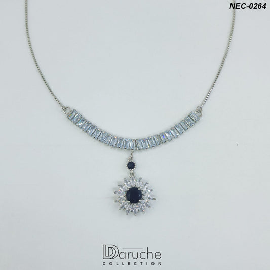 Silver Plated Black & White Cubic Zircon Stone Necklace Set