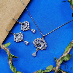 Silver Plated Cubic Zircon Stone Necklace Set