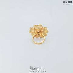 Gold Plated Zircon Stone Flower Ring (Ring-0016)