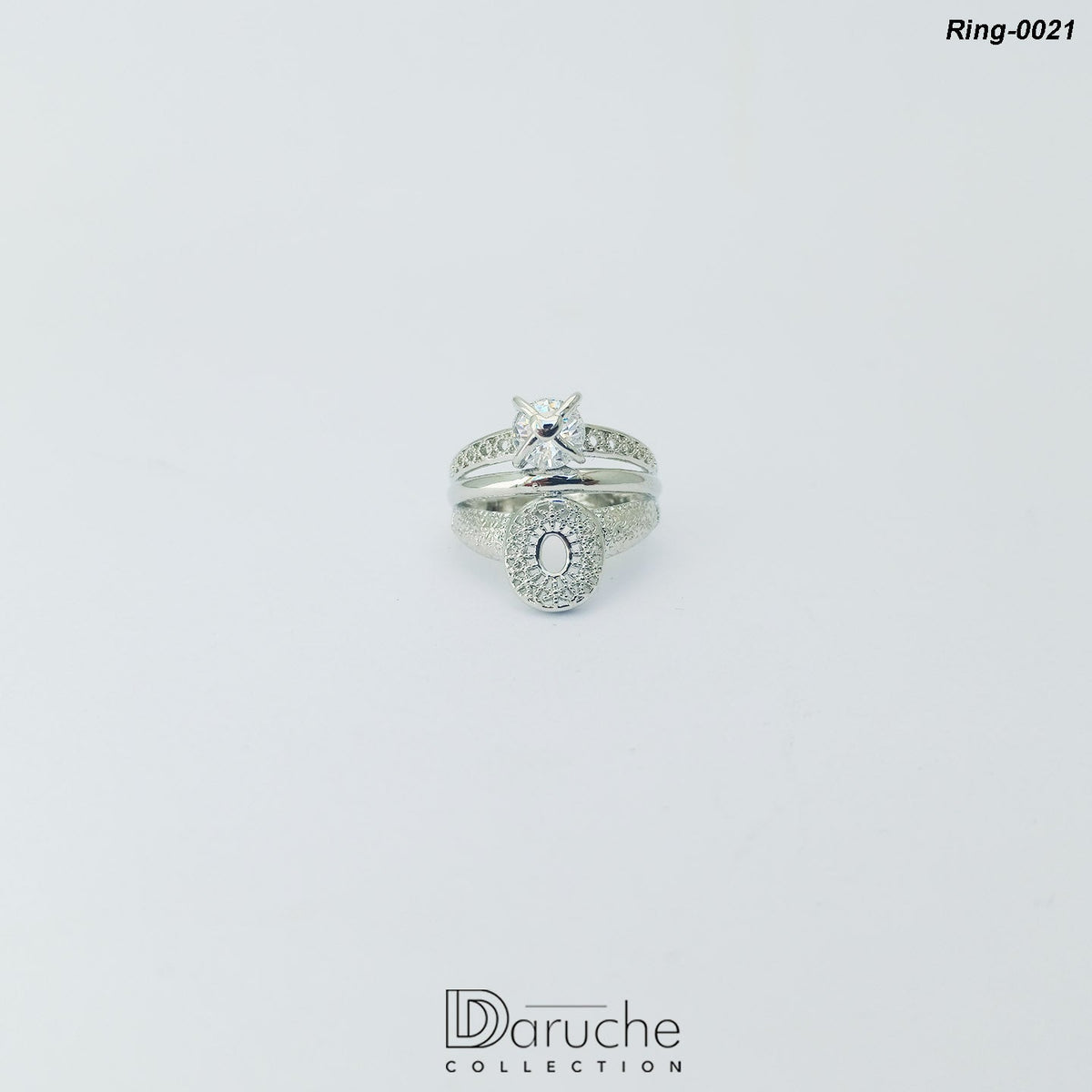 Silver Plated Zircon Stone Ring (Ring-0021)