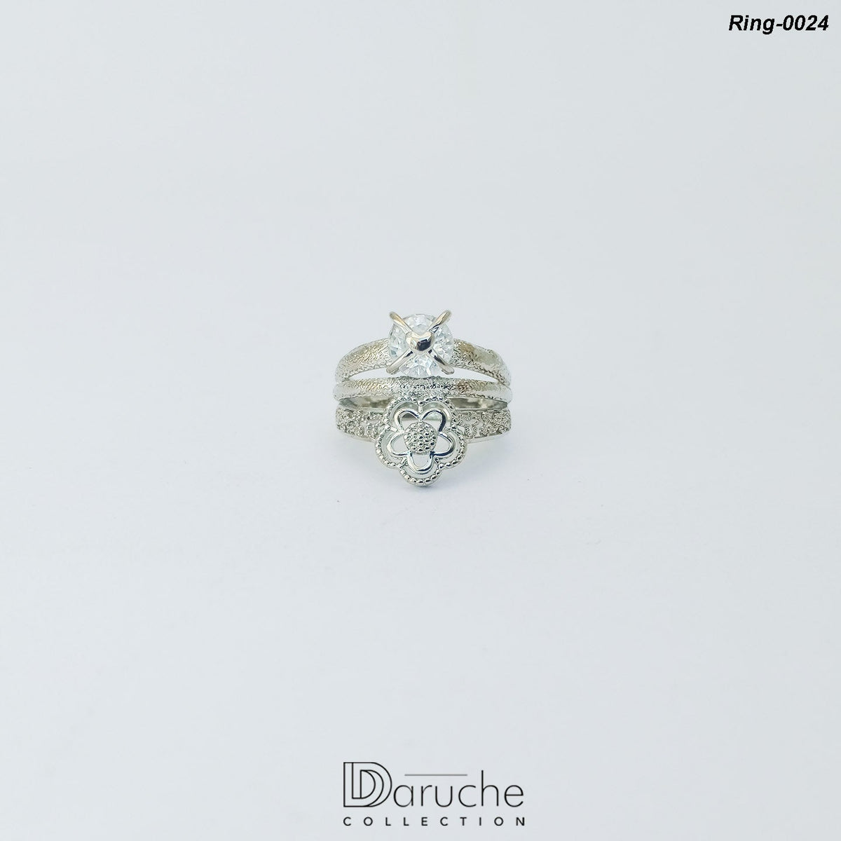 Silver Plated Zircon Stone Ring (Ring-0024)