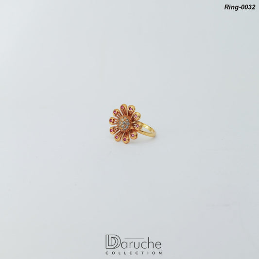 Gold Plated Cubic Zircon Stone Ring (Ring-0032)