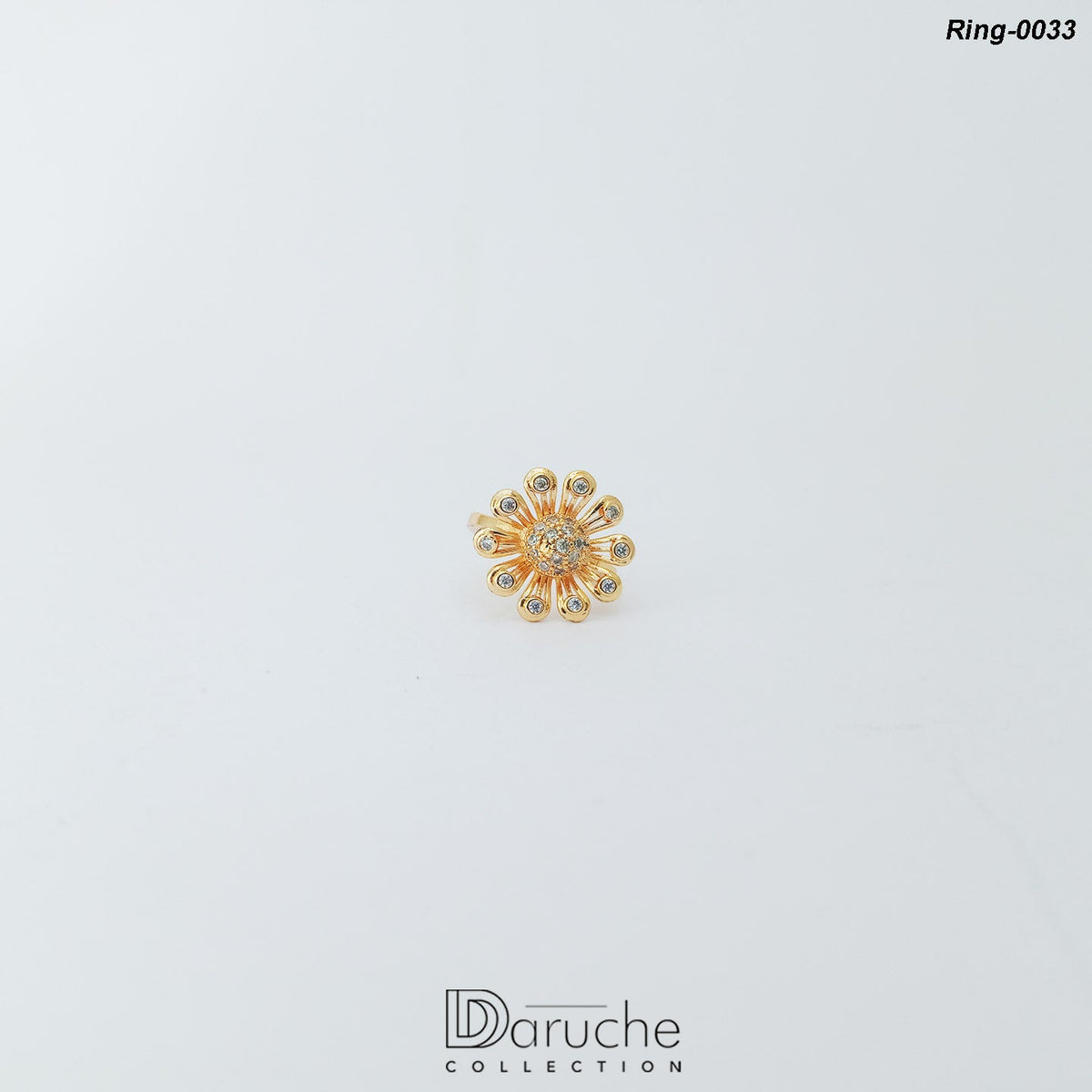 Gold Plated Cubic Zircon Stone Ring (Ring-0033)