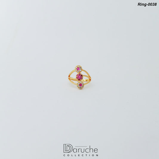 Gold Plated Purple Cubic Zircon Stone Ring (Ring-0038)