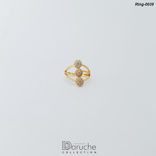 Gold Plated Champagne Cubic Zircon Stone Ring (Ring-0039)