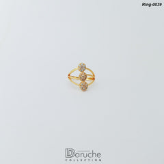 Gold Plated Champagne Cubic Zircon Stone Ring (Ring-0039)