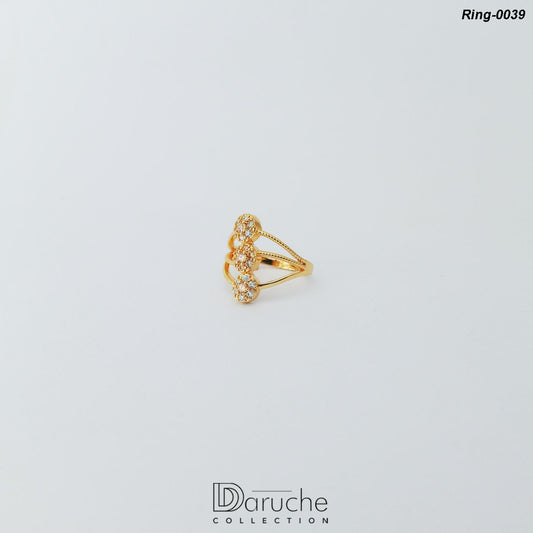 Gold Plated Champagne Cubic Zircon Stone Ring (Ring-0039)