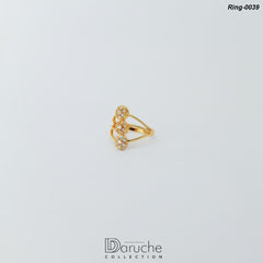 Gold Plated Champagne Cubic Zircon Stone Ring (Ring-0039)