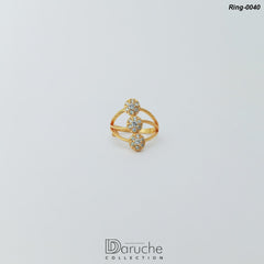 Gold Plated Silver Cubic Zircon Stone Ring (Ring-0040)