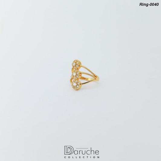 Gold Plated Silver Cubic Zircon Stone Ring (Ring-0040)